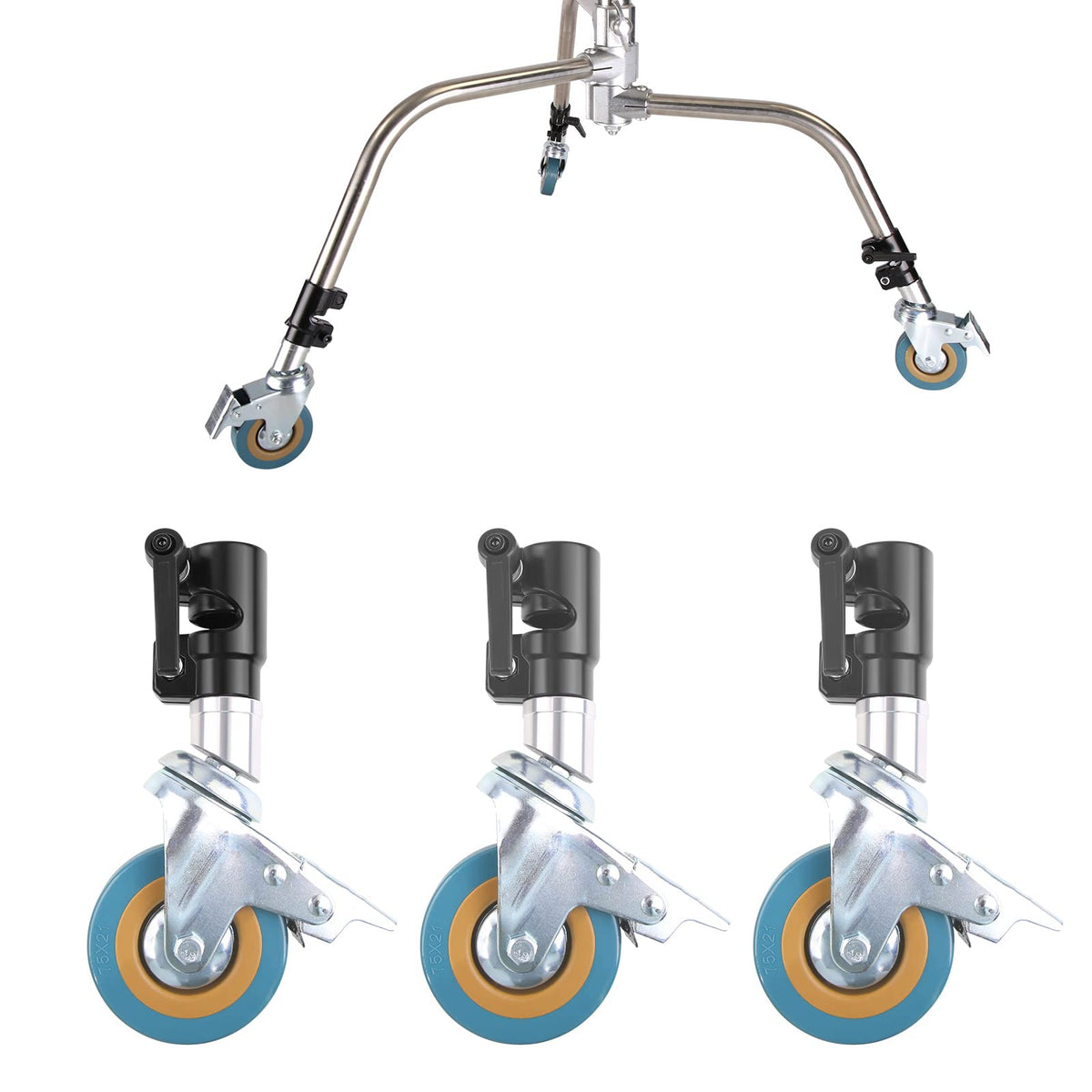 C Stand Caster Wheels – 3 Pack Heavy Duty Swivel Bas